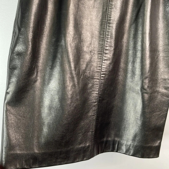 VINTAGE Neto 90s Leather Pencil Skirt Black Buttery Soft Back Slit Size 28 - Picture 4 of 11